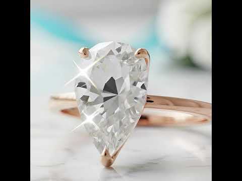 2.30 ct Pear Shaped Diamond Option 14K Rose Gold Engagement Ring