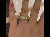 Cushion Cut 5.0ct Yellow Sapphire with Halo Wedding Band