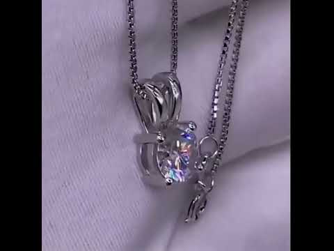 Solid 18K Gold 5.0 Ct Round Diamond Necklace