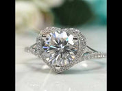 2.0 Ct Round Moisssanite with Heart Shape Engagement Ring