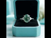 Captured Eternity- Oval Cut Natural Moss Agate Rings
