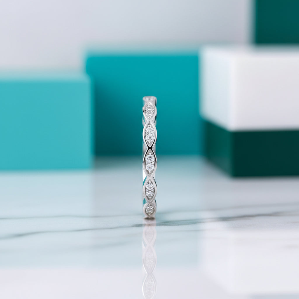 0.08 ct Diamond Half Eternity Art Deco Ring Band-Evani Jewelry