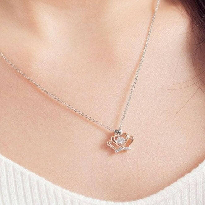 0.30 ct Diamond Heart Shaped Crown Necklace-Evani Naomi Jewelry