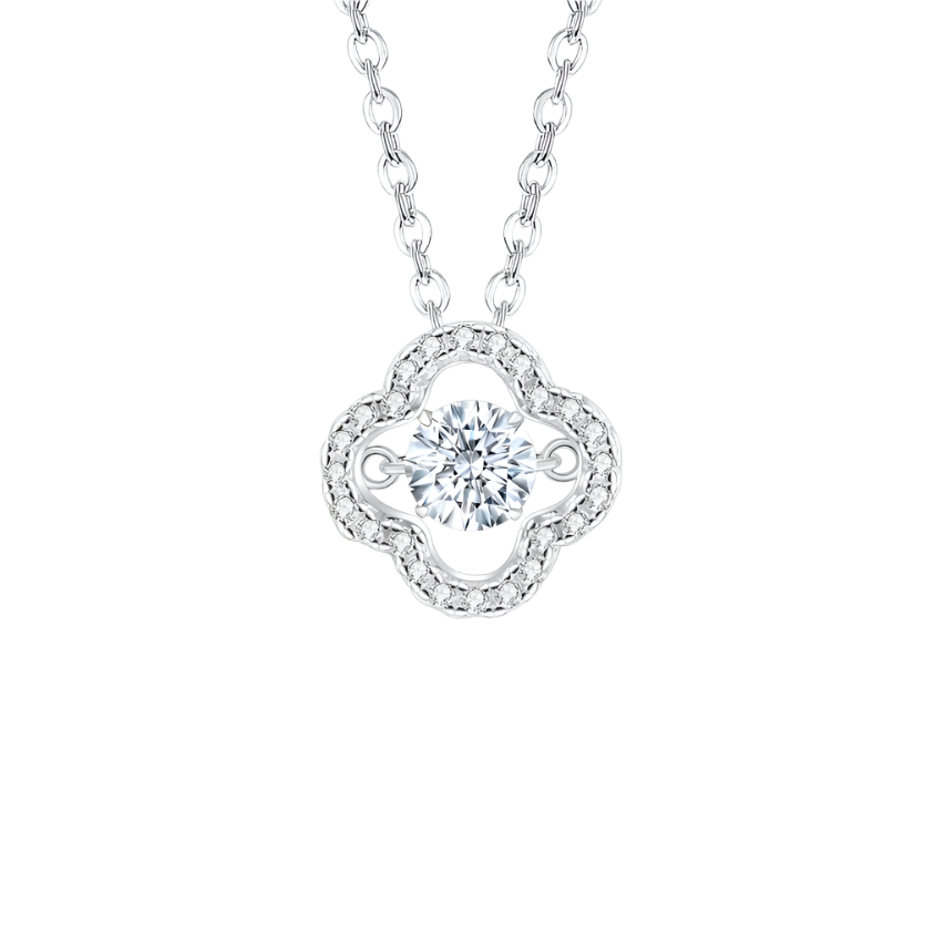 0.5 ct Round Diamond Clover Shaped Necklace-Evani Naomi Jewelry