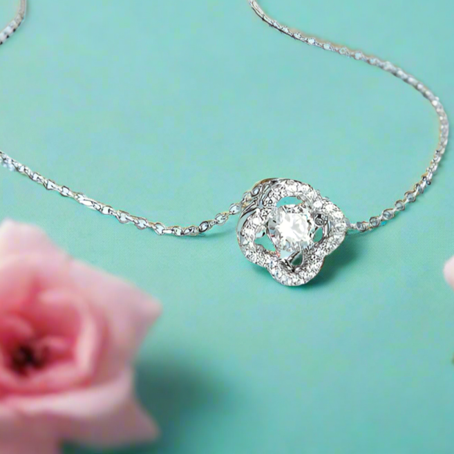 0.5 ct Round Diamond Clover Shaped Necklace-Evani Naomi Jewelry