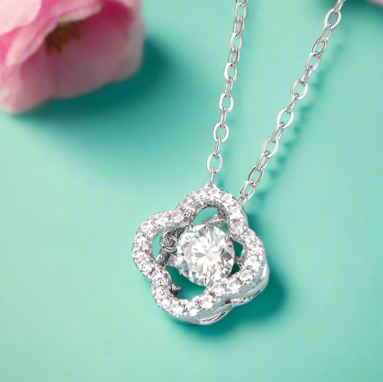 0.5 ct Round Diamond Clover Shaped Necklace-Evani Naomi Jewelry