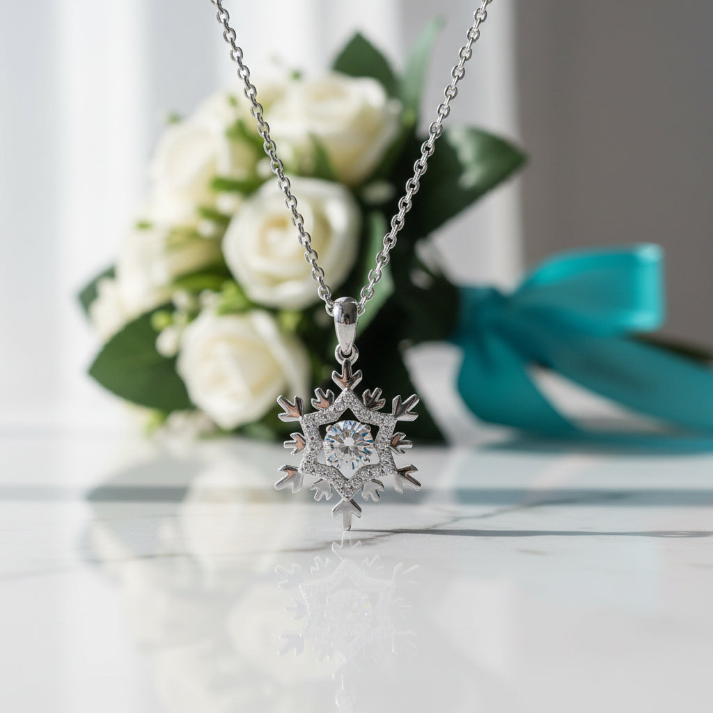 0.5 ct Snowflake Shaped Diamond Necklace-Evani Jewelry