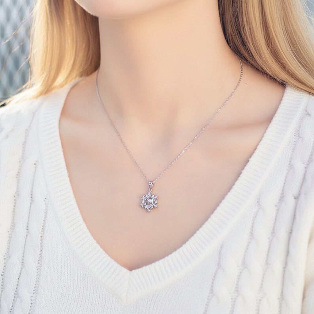 0.5 ct Snowflake Shaped Diamond Necklace-Evani Jewelry