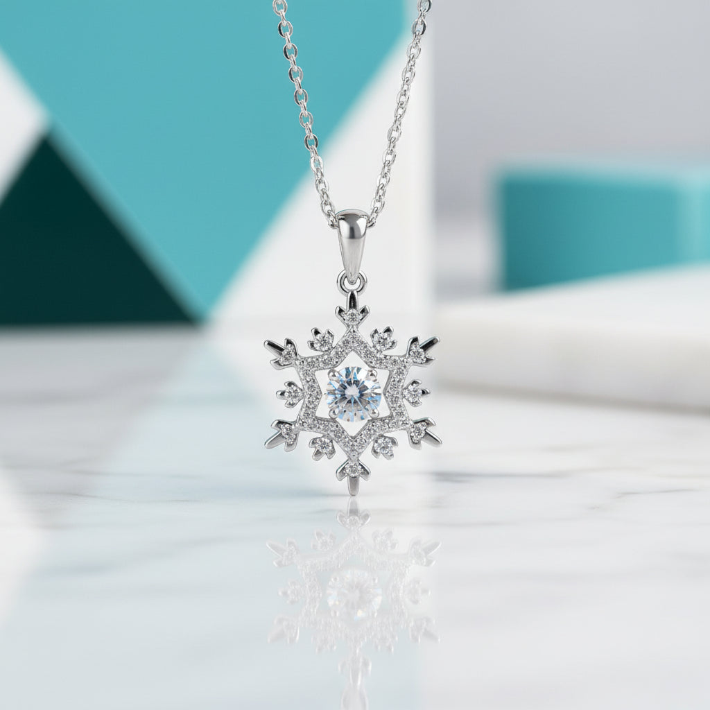 0.5 ct Snowflake Shaped Diamond Necklace-Evani Jewelry