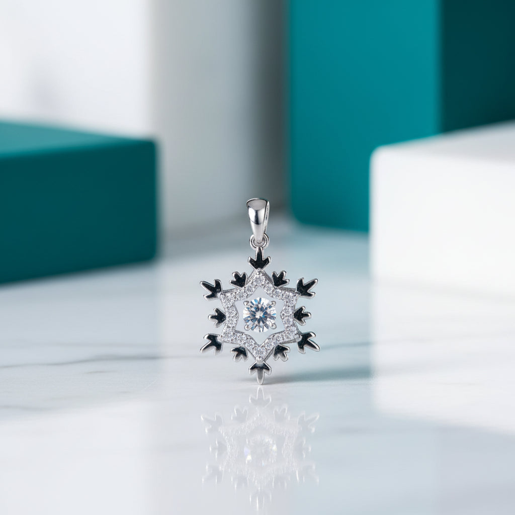 0.5 ct Snowflake Shaped Diamond Necklace-Evani Jewelry