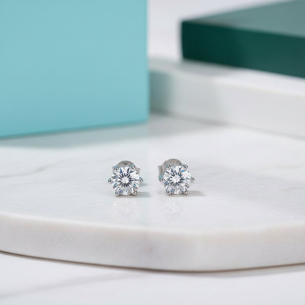 0.50 ct 6-Prong Round Diamond Stud Earrings-Evani Jewelry