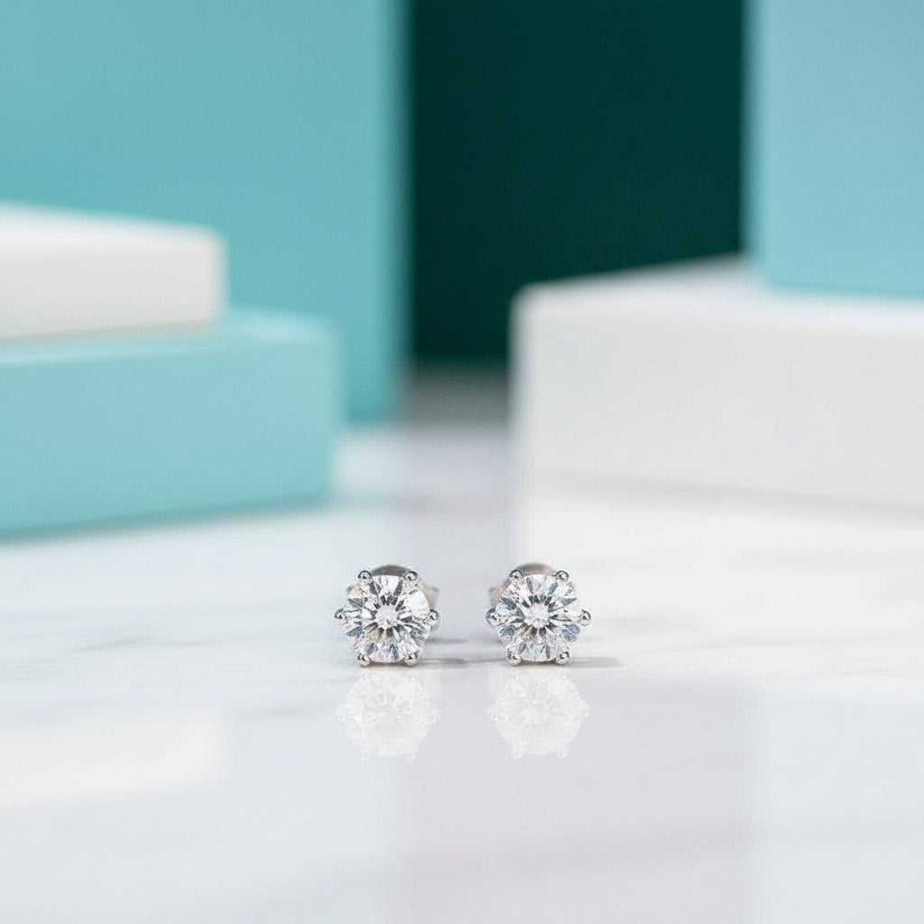 0.50 ct 6-Prong Round Diamond Stud Earrings-Evani Jewelry