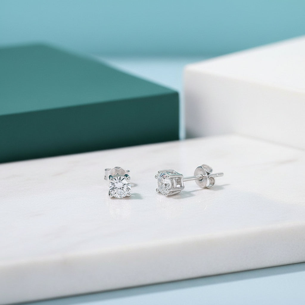 0.50 ct 6-Prong Round Diamond Stud Earrings-Evani Jewelry