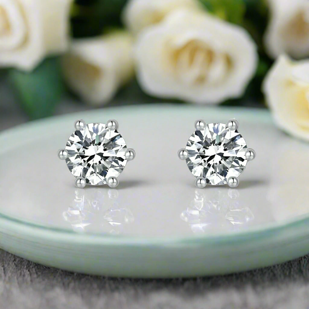 0.50 ct 6-Prong Round Diamond Stud Earrings-Evani Naomi Jewelry