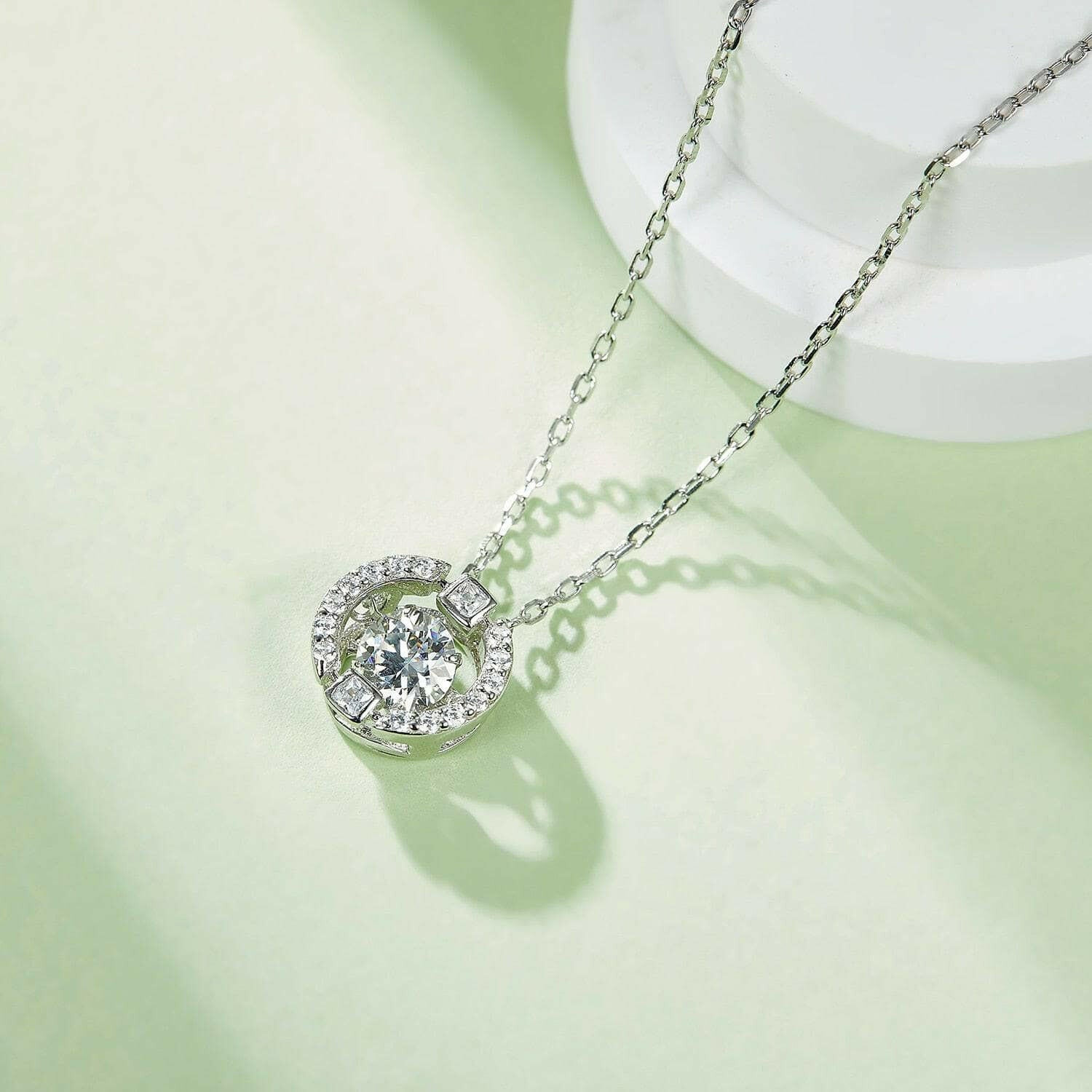 0.50 ct Dancing Diamond Halo Necklace-Evani Naomi Jewelry