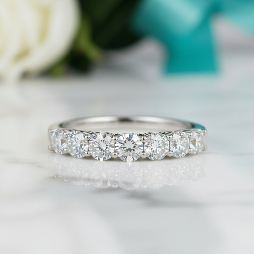 0.70 ct Half Eternity Diamond Wedding Band-Evani Jewelry