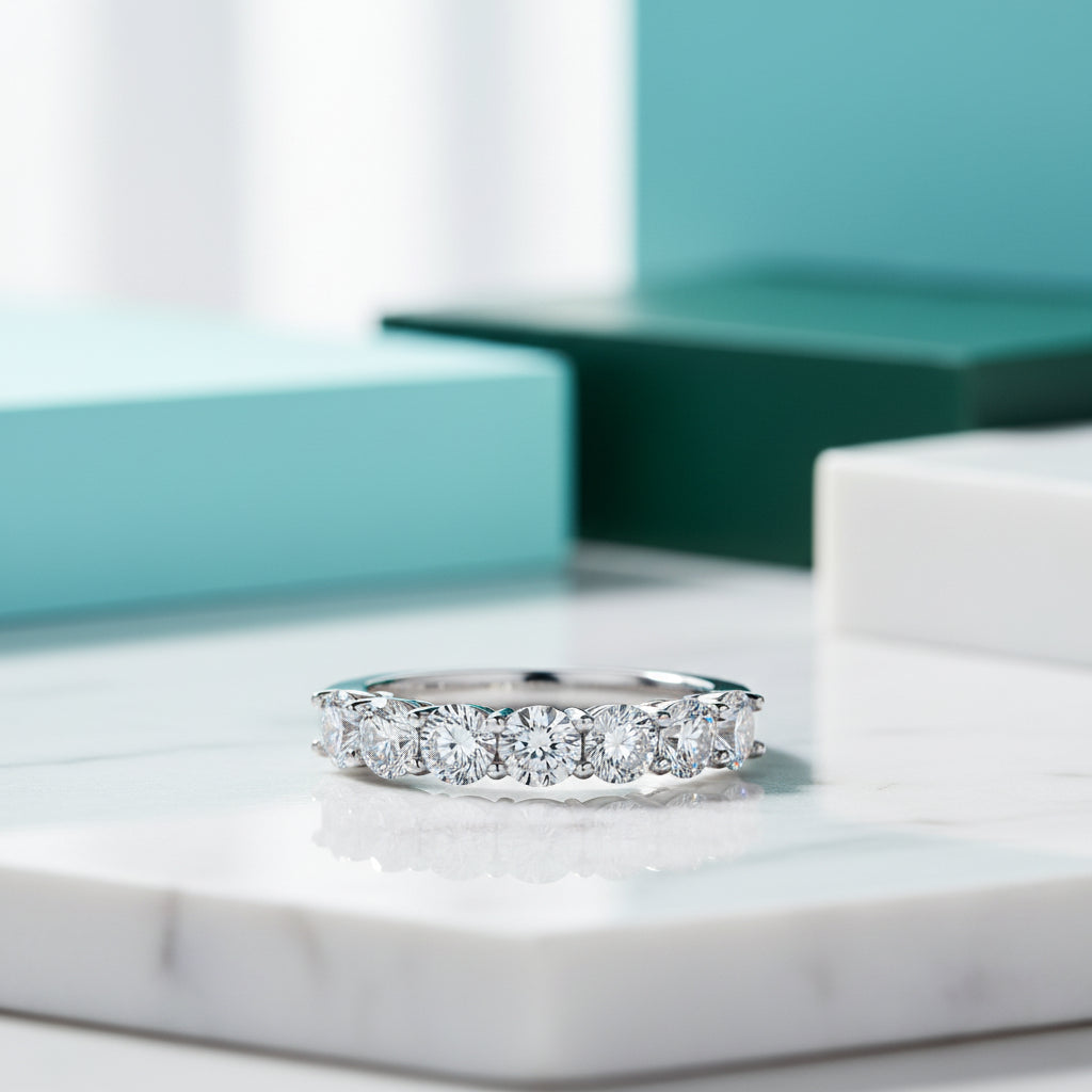 0.70 ct Half Eternity Diamond Wedding Band-Evani Jewelry