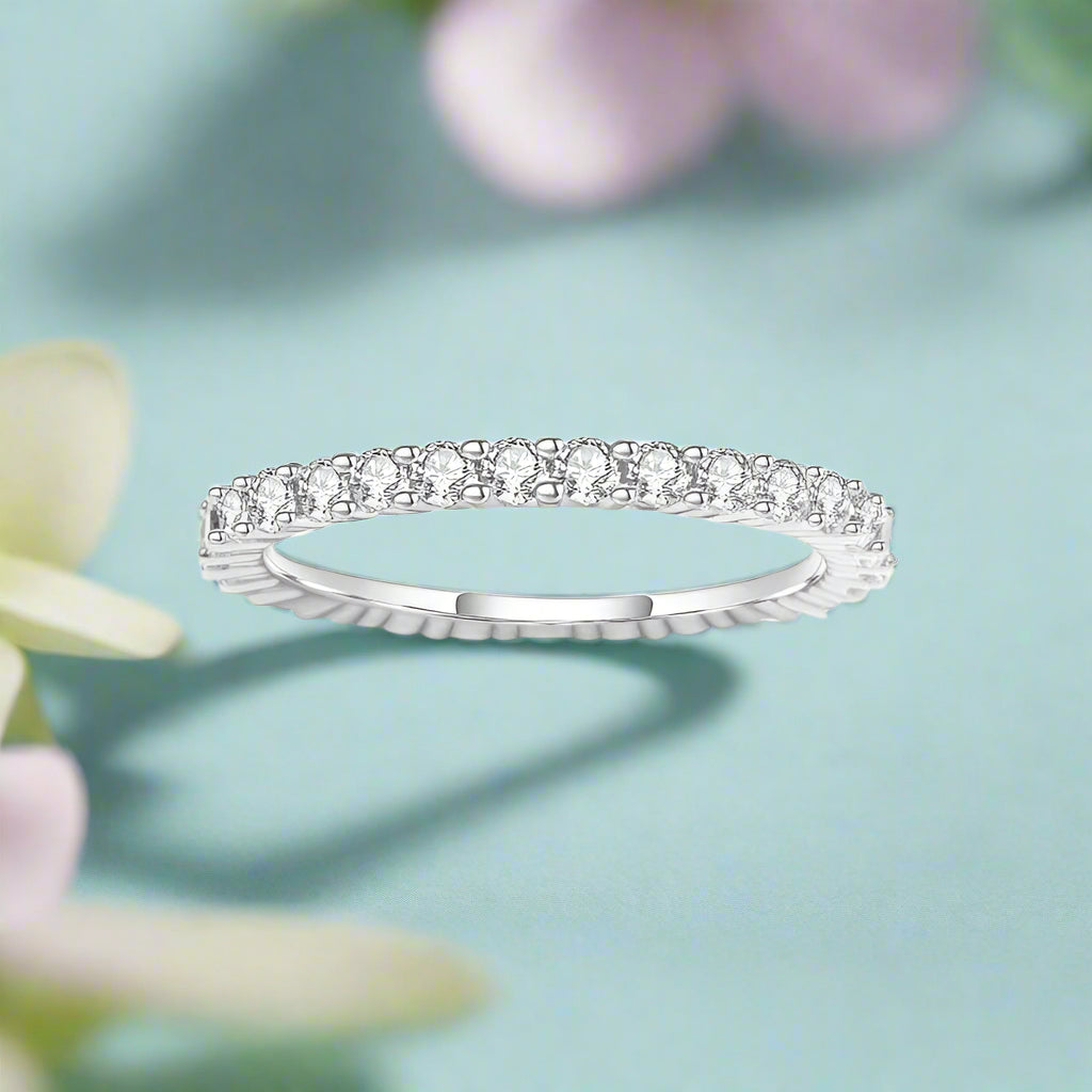 0.87 ct Diamond Full Eternity Dainty Wedding Band-Evani Jewelry