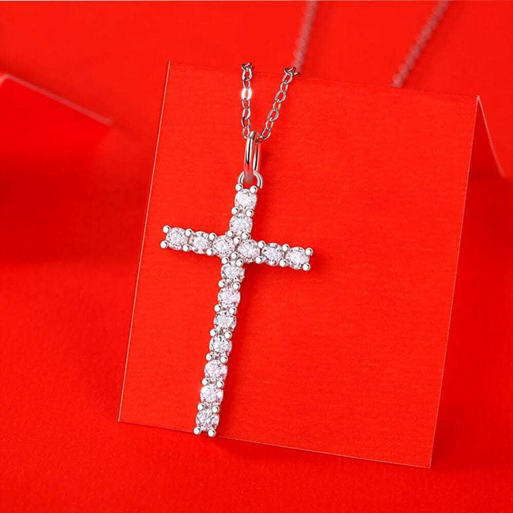 0.90 ct Diamond Necklace with Cross Pendant-Evani Naomi Jewelry