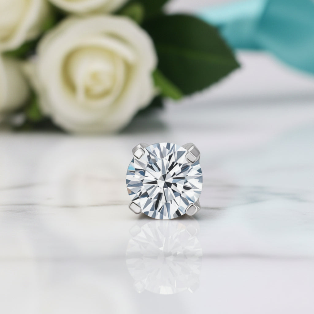 1 Piece Round-cut 0.50 ct Diamond Earring-Evani Jewelry