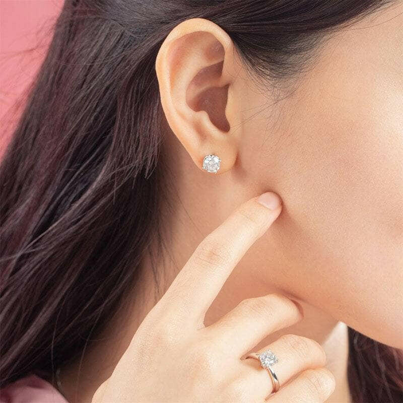 1 Piece Round-cut 1.00 ct Diamond Earring-Evani Jewelry