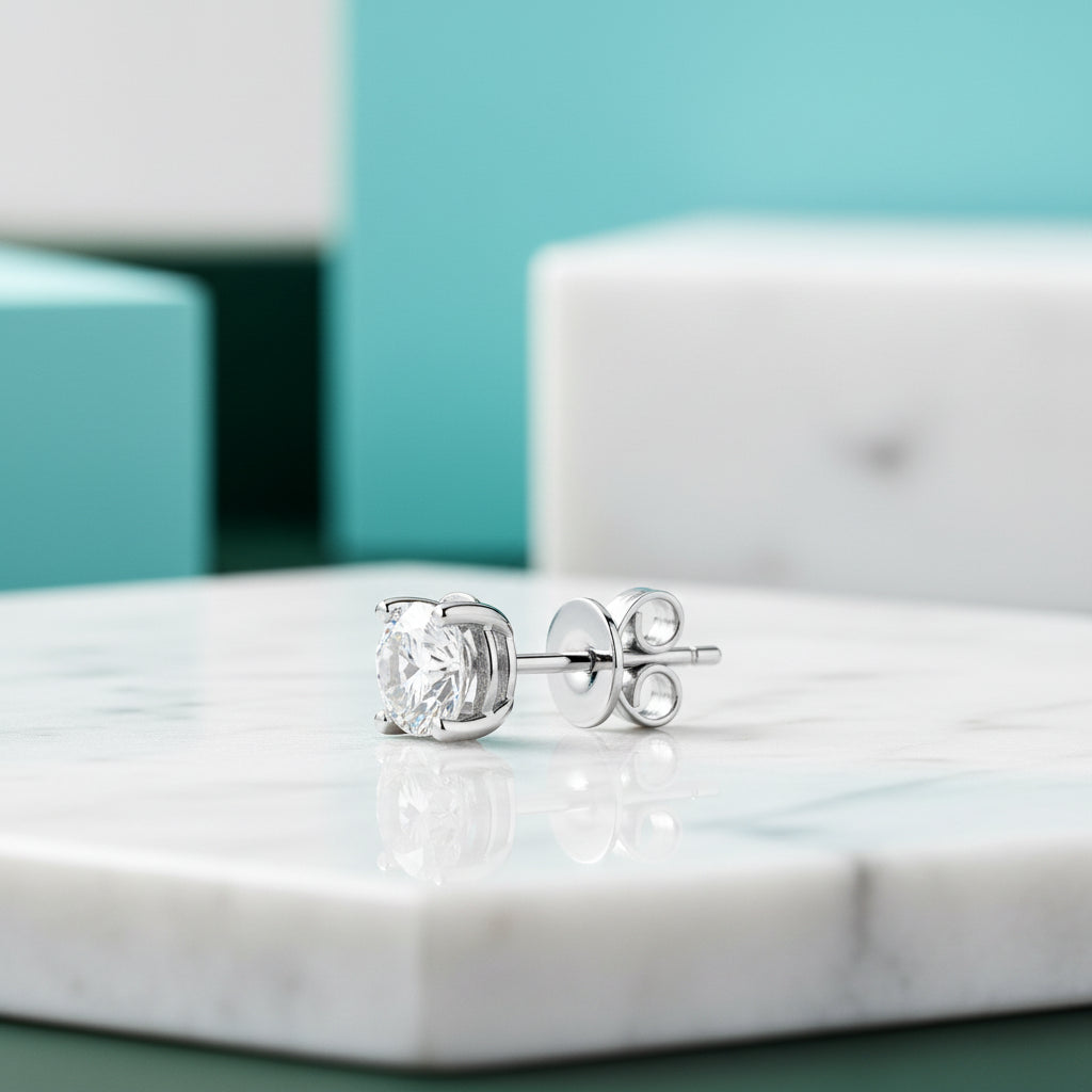 1 Piece Round-cut 1.00 ct Diamond Earring-Evani Jewelry