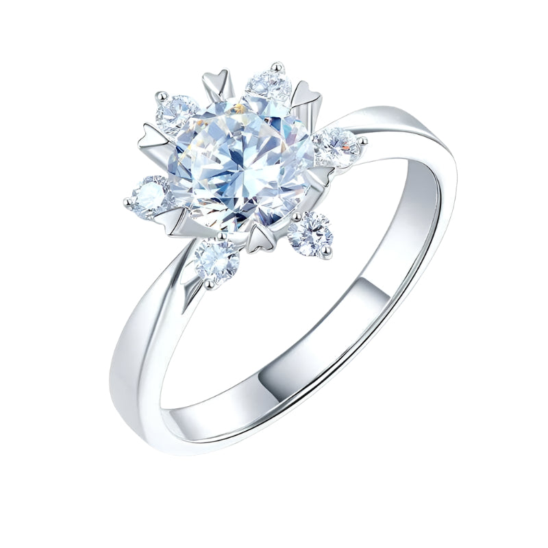 14K White Gold 1.0 Ct Diamond Flower Ring-Evani Naomi Jewelry