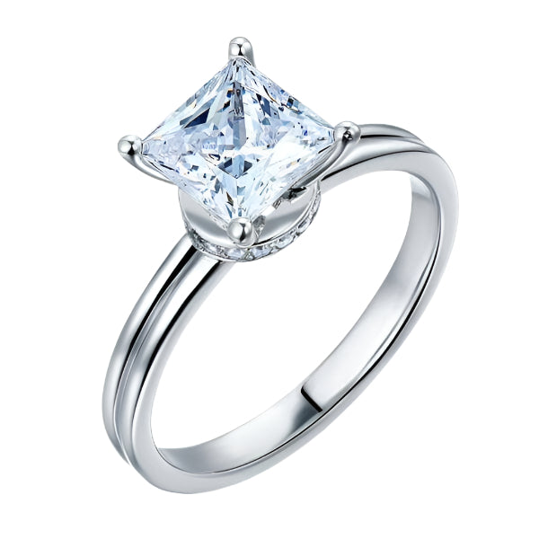 14K White Gold 1.0 Ct Princess Cut Engagement Ring-Evani Naomi Jewelry