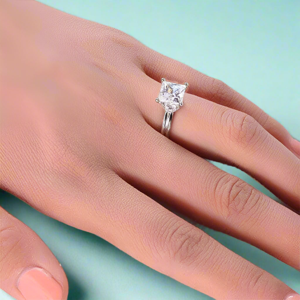 14K White Gold 1.0 Ct Princess Cut Engagement Ring-Evani Naomi Jewelry