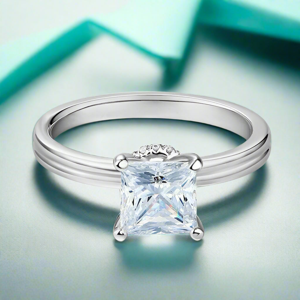 14K White Gold 1.0 Ct Princess Cut Engagement Ring-Evani Jewelry
