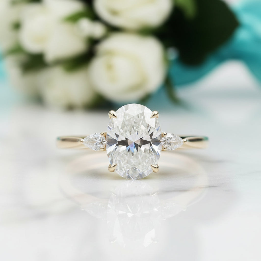 14K Yellow Gold 1ct Oval Cut Diamond Engagement Ring-Evani Jewelry