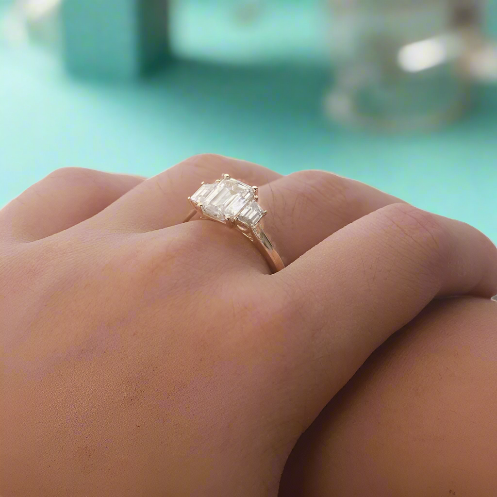 14K Yellow Gold Emerald Cut Engagement Ring-Evani Naomi Jewelry