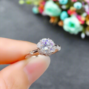 14k White Gold 1.0 Ct Crackling Engagement Ring-Evani Naomi Jewelry