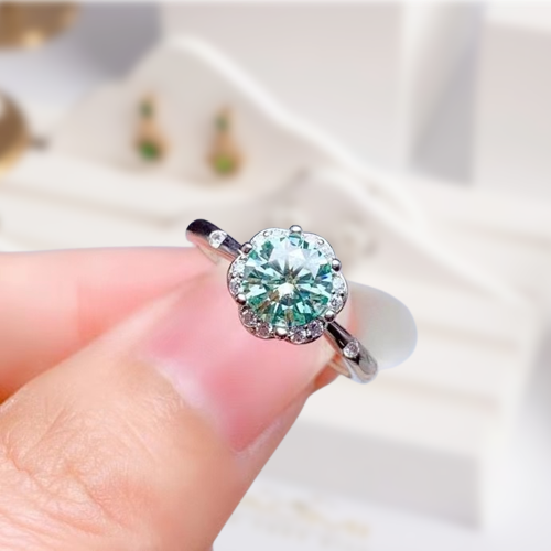 14k White Gold 1.0 Ct Crackling Engagement Ring-Evani Naomi Jewelry