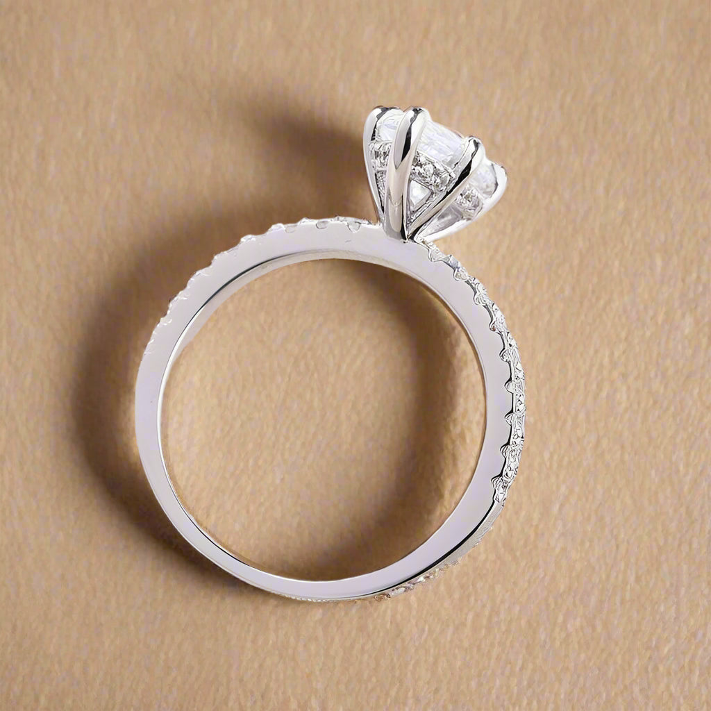 14k White Gold 1.5 Ct Marquise Cut Engagement Ring-Evani Naomi Jewelry