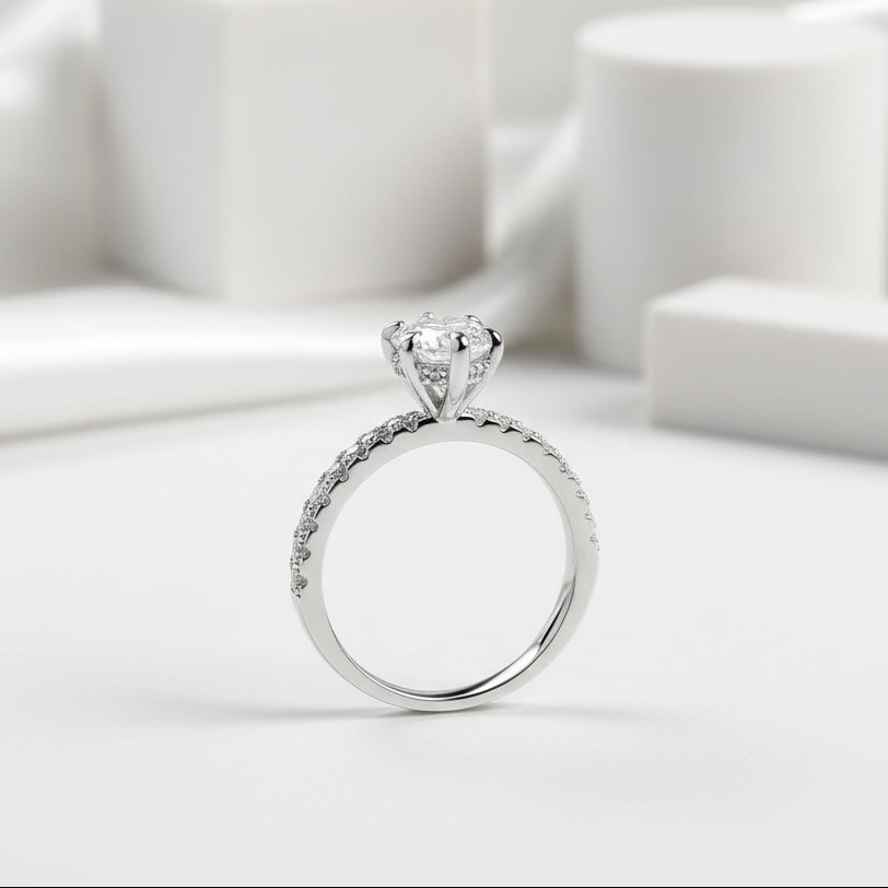 14k White Gold 1.5 Ct Marquise Cut Diamond Engagement Ring-Evani Jewelry