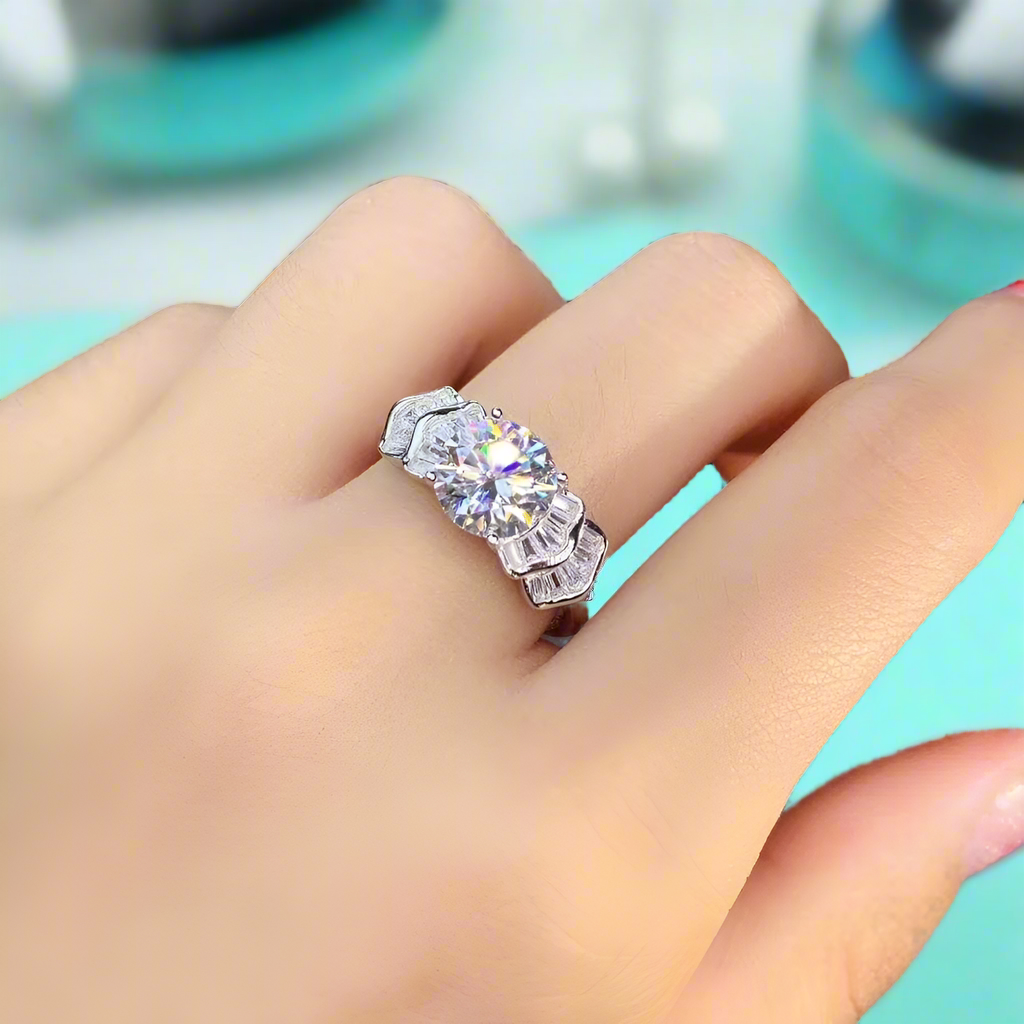 14k White Gold 2.0 Ct Crackling Engagement Ring-Evani Naomi Jewelry