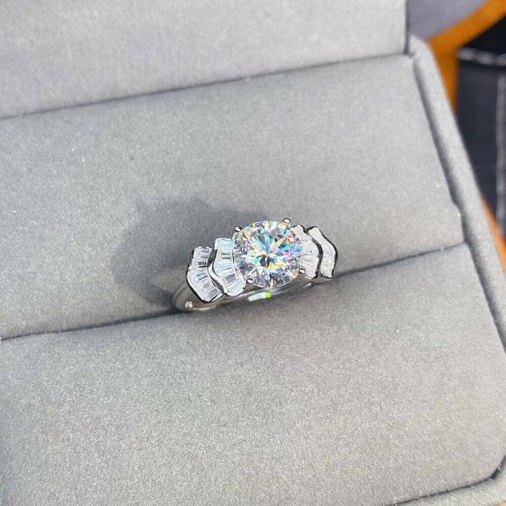 14k White Gold 2.0 Ct Crackling Engagement Ring-Evani Naomi Jewelry