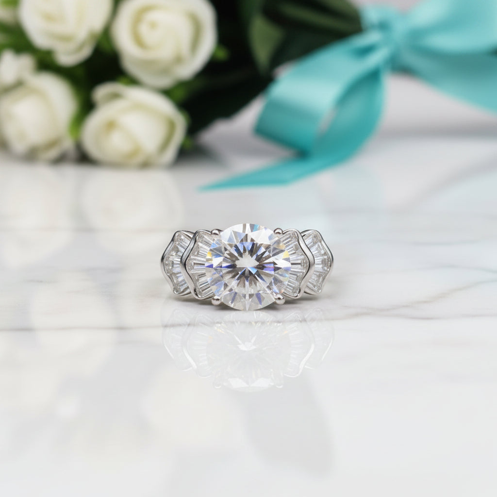 14k White Gold 2.0 Ct Crackling Engagement Ring-Evani Jewelry