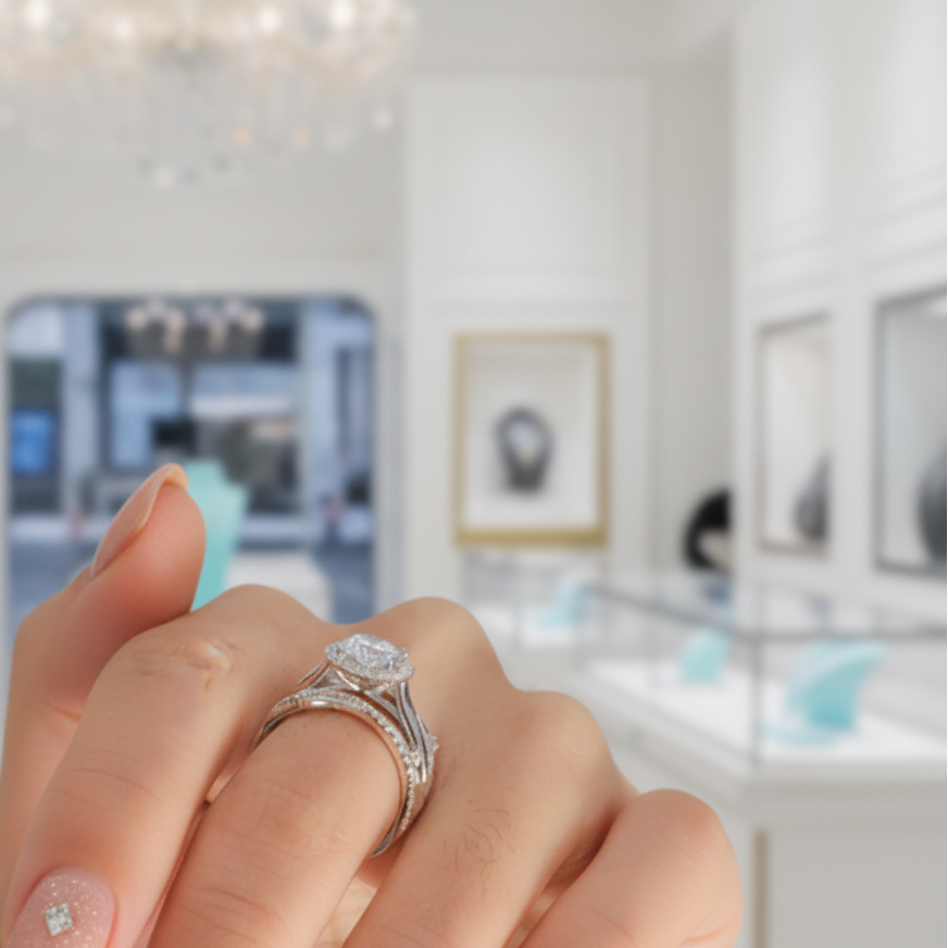 14K White Gold 2.0ct Round Cut Diamond Engagement Ring Set-Evani Jewelry