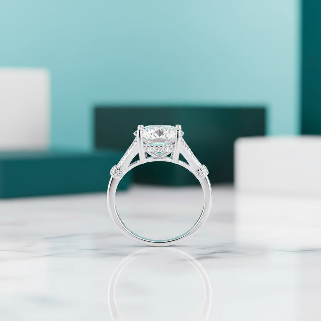 14k White Gold 3.0 Ct Oval Diamond Engagement Ring-Evani Jewelry