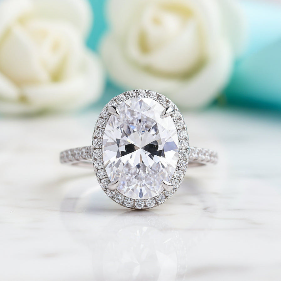 14k White Gold Oval Cut Diamond Engagement Ring-Evani Jewelry