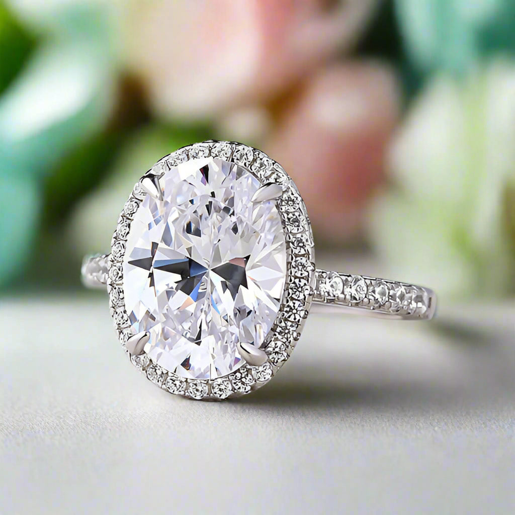 14k White Gold Oval Cut Diamond Engagement Ring-Evani Naomi Jewelry