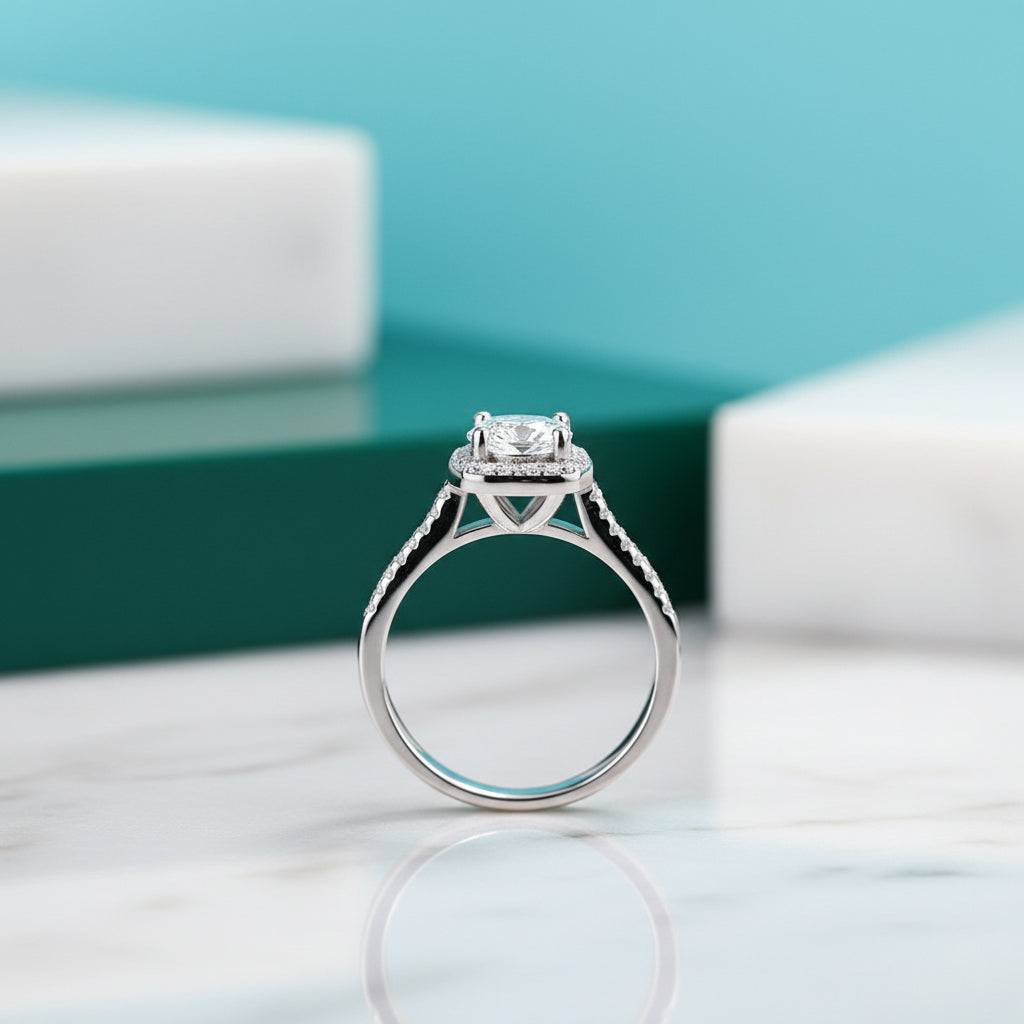 14k White Gold Round Diamond Engagement Ring-Evani Jewelry