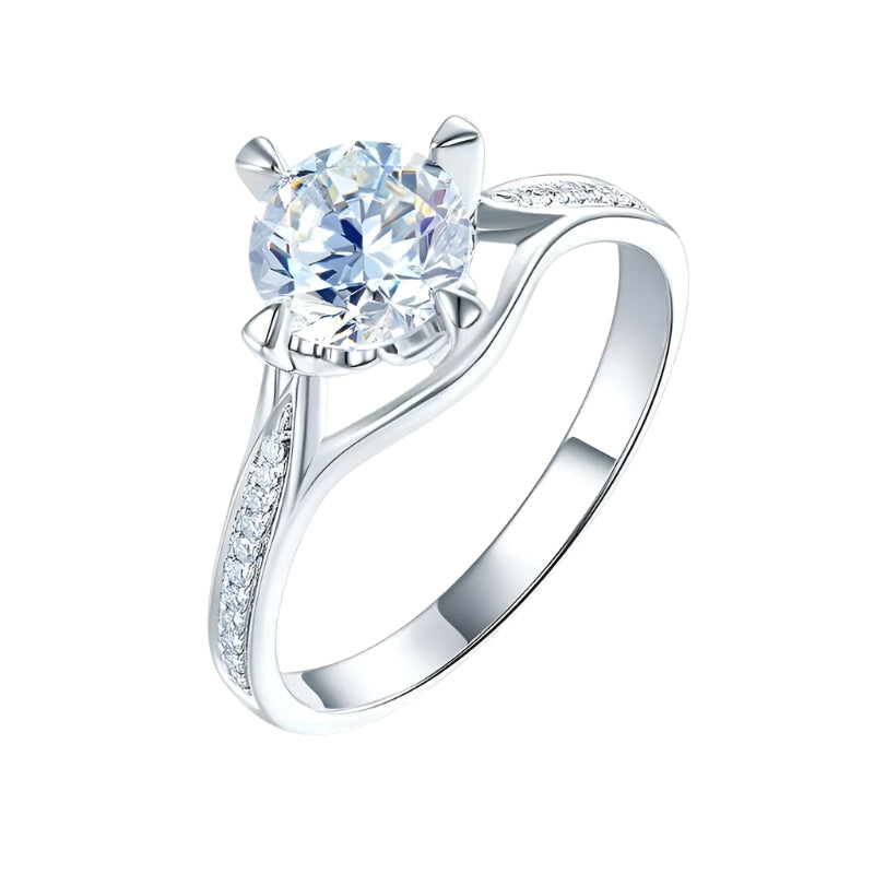 1.0 Ct Round 14K White Gold Engagement Ring-Evani Naomi Jewelry