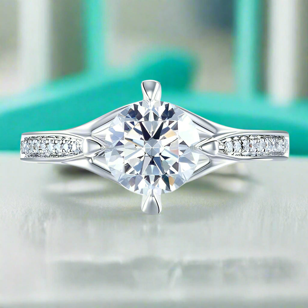1.0 Ct Round 14K White Gold Engagement Ring-Evani Naomi Jewelry