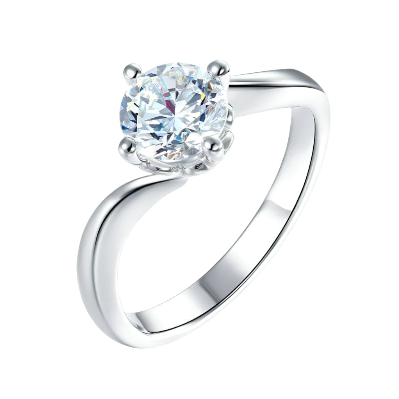 1.0 Ct Round Cut 14K White Gold Engagement Ring-Evani Naomi Jewelry