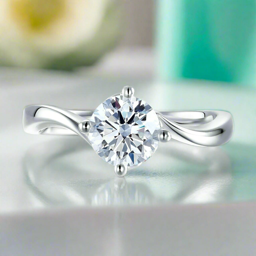 1.0 Ct Round Cut 14K White Gold Engagement Ring-Evani Naomi Jewelry