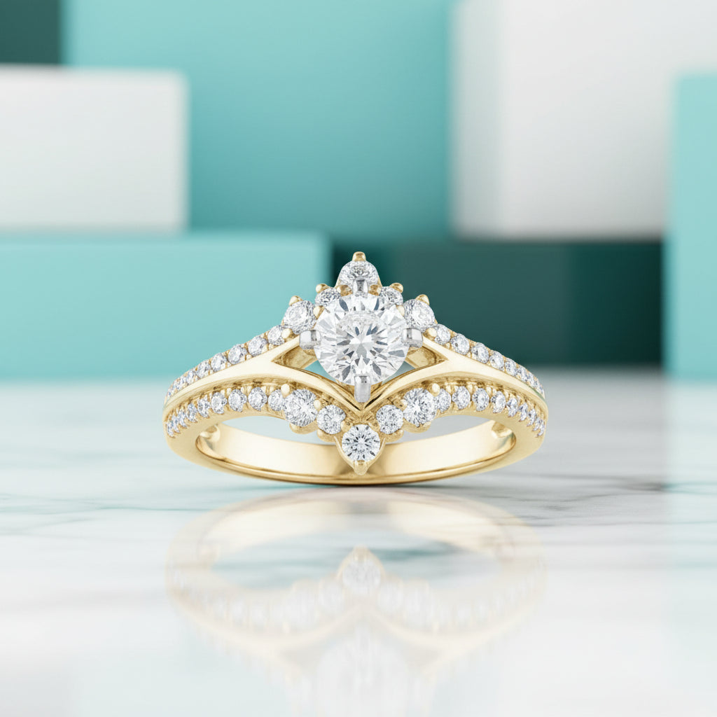 1.0 Ct Round Cut Diamond 14k Yellow Gold Engagement Ring-Evani Jewelry