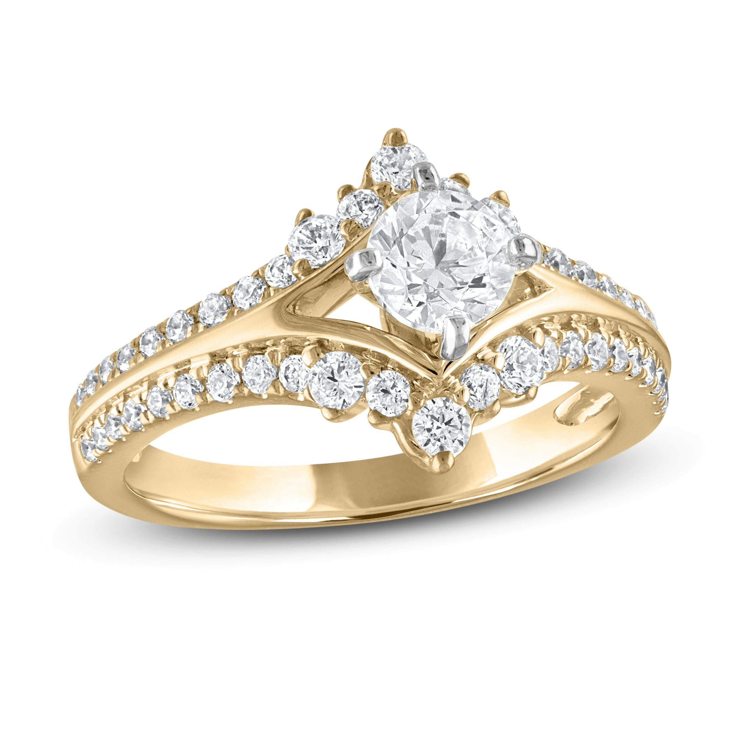 1.0 Ct Round Cut Diamond 14k Yellow Gold Engagement Ring-Evani Naomi Jewelry